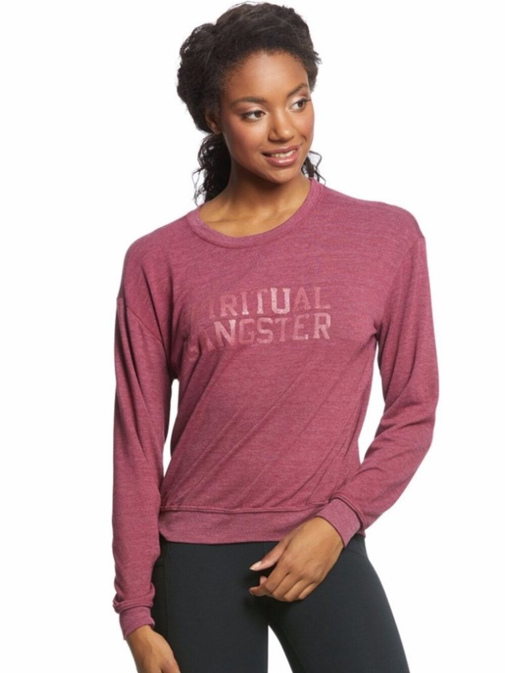 Spiritual Gangster Spellout Long Sleeve Crew Neck Pullover Sweatshirt Size Large